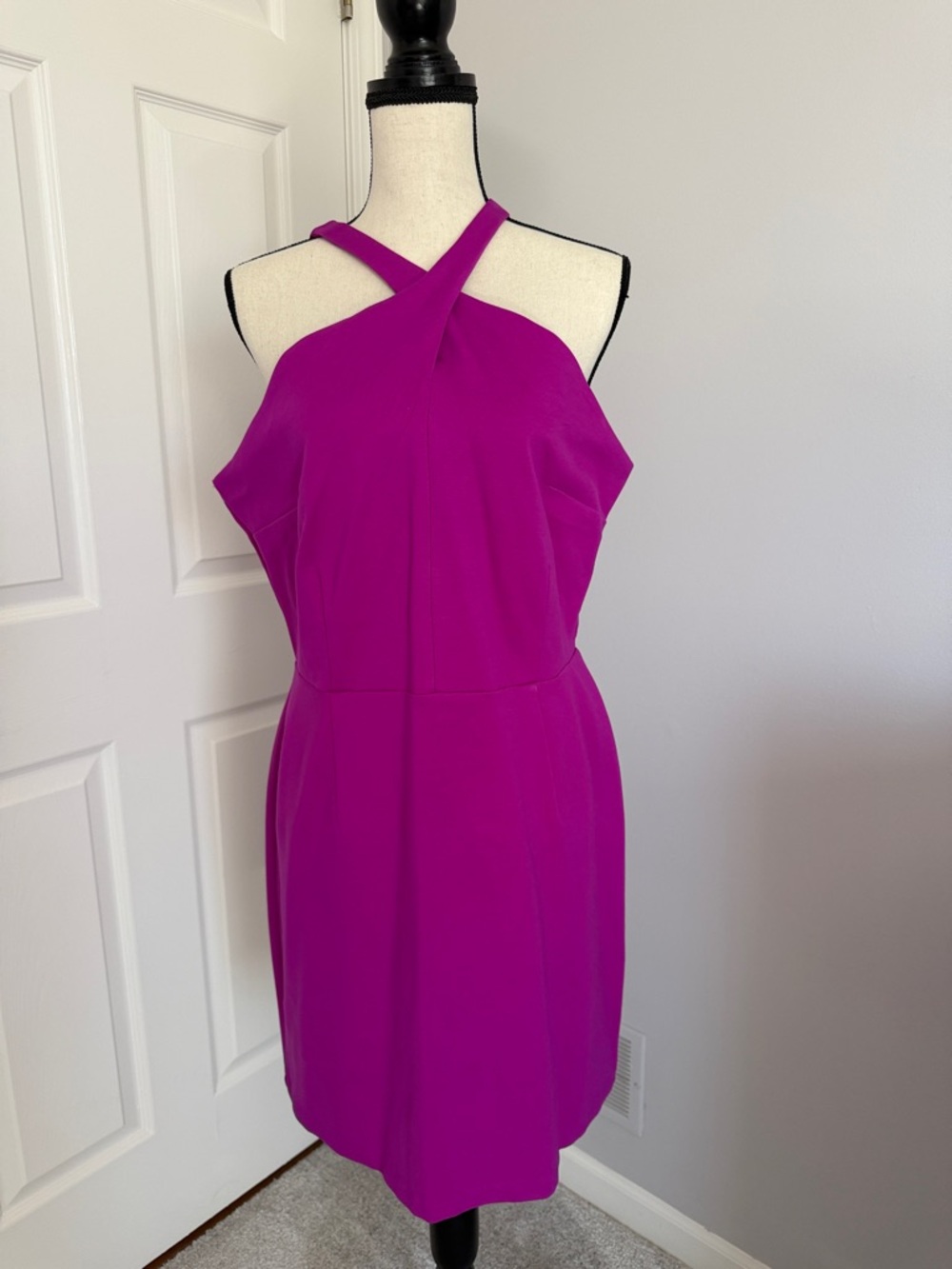 NWT! INC Sleeveless Cross-Neck Fuchsia Dress